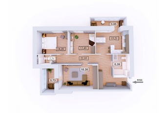 3-комнатная квартира 95,86 м²